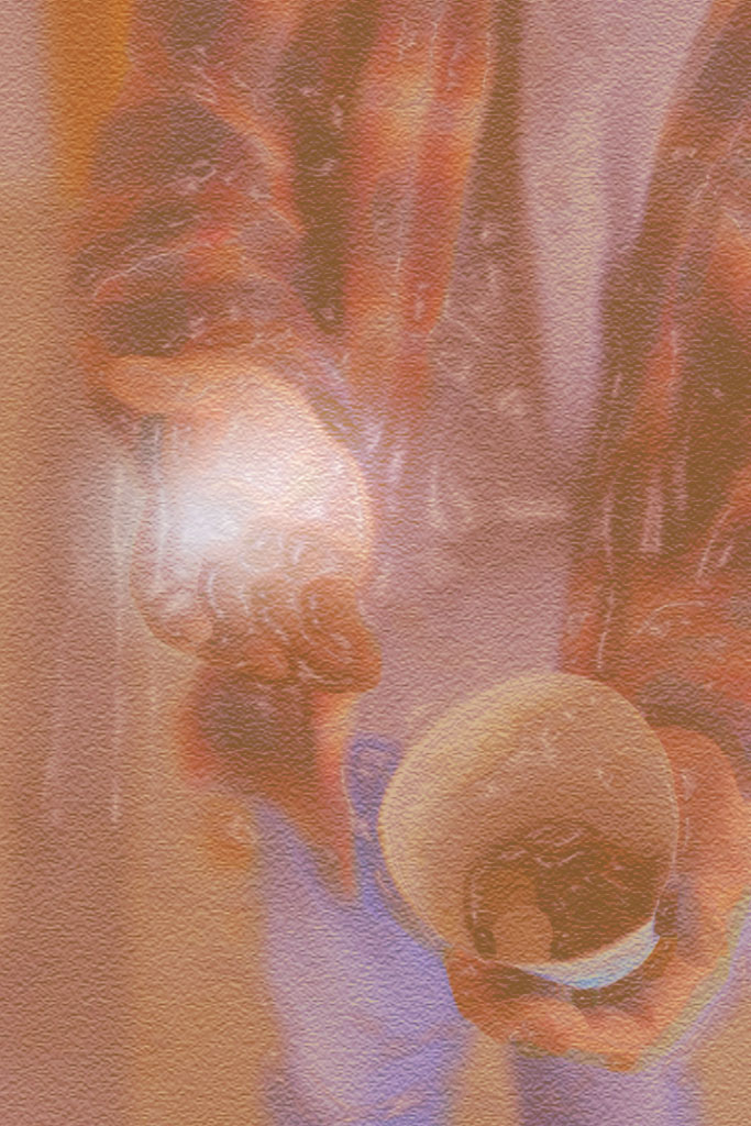 Hands of Homeless Man with Change in Cup